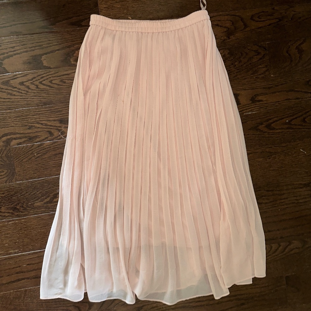 Pink Chiffon Pleated Long Skirt Size M